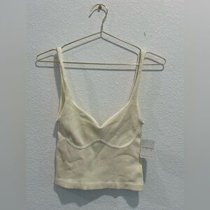 Intimately Free People Meg ivory beige seamless Ribbed Tank crop Top